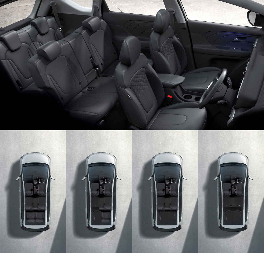 Tampilan konfigurasi kursi/jok yang biasa